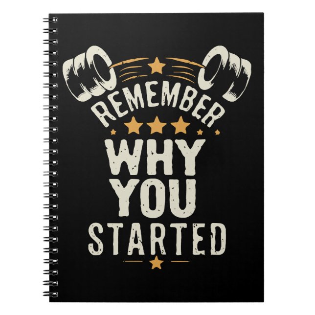 Remember Why You Started. Gym Motivational Notebook (Front)