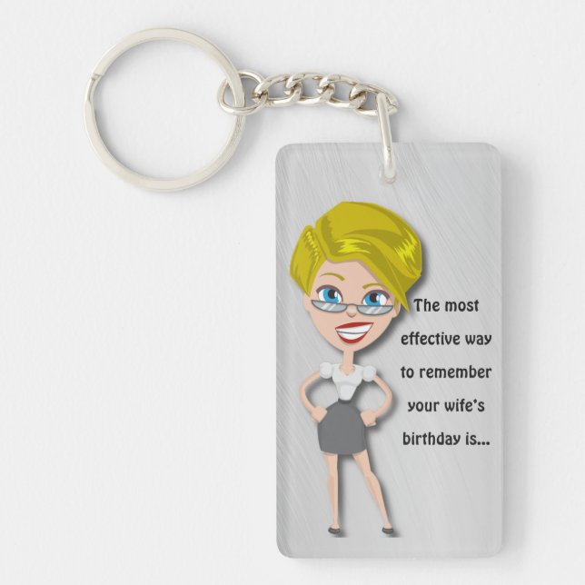Remember wife's birthday, funny quote key ring (Front)