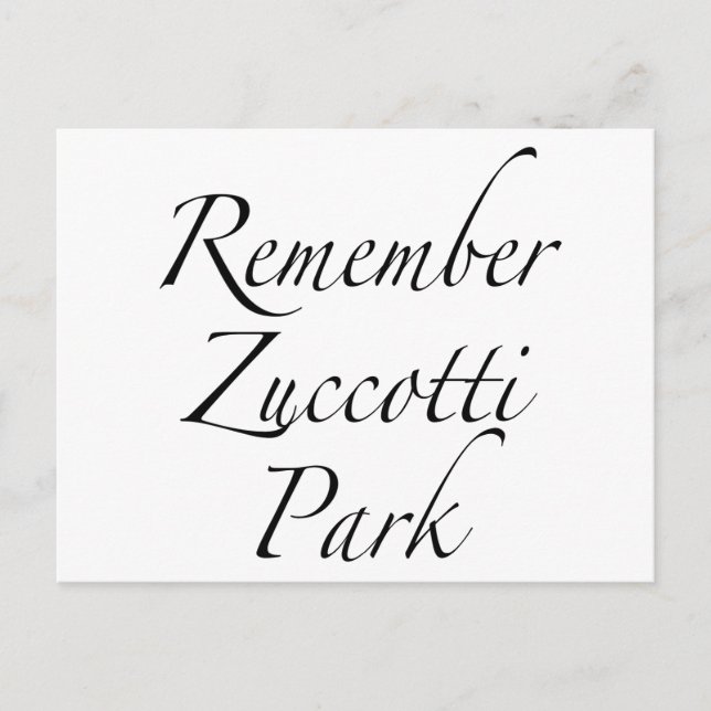 Remember Zuccotti Park Occupy Protests Postcard (Front)