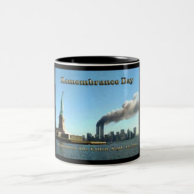 Rememberance Day 911 Sept. 11, 2001 Two-Tone Coffee Mug (Center)