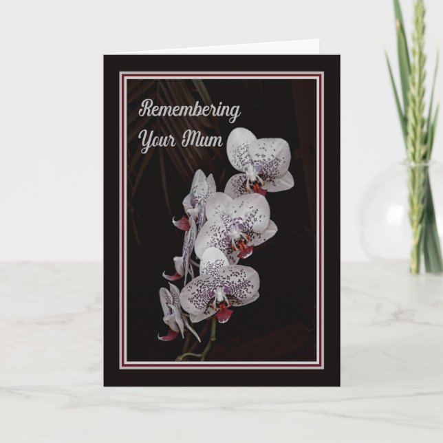 Remembering Mum on Death Anniversary with Orchids Card (Front)