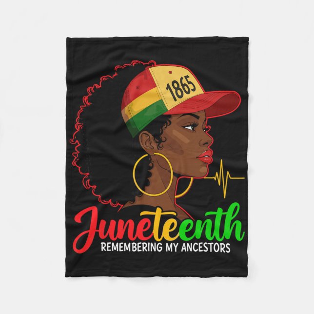 Remembering My Ancestors Juneteenth Natural Hair B Fleece Blanket (Front)