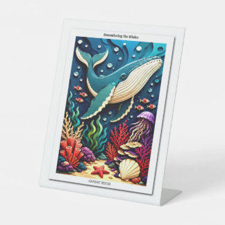 Remembering The Whales Ocean Life Paper Art Pedestal Sign