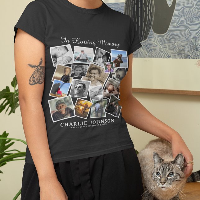 Remembrance 17 Photo Collage Funeral Memorial T-Shirt (Creator Uploaded)