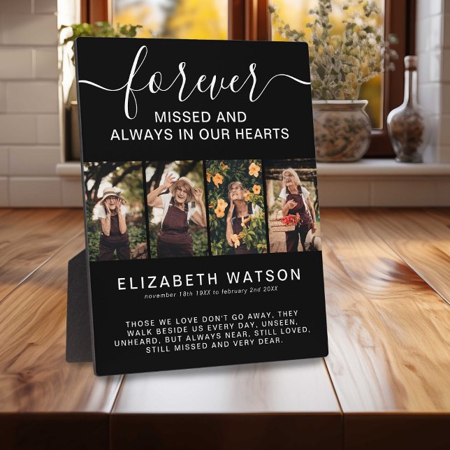 Remembrance 4 Photo Collage Forever in Our Hearts Plaque (Creator Uploaded)