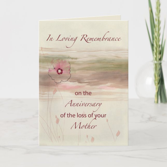 Remembrance Anniversary of Loss of Mother Flowers  Card (Front)
