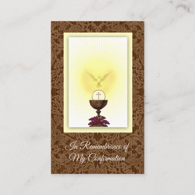 Remembrance Card Dove Host Sacrament Confirmation (Front)