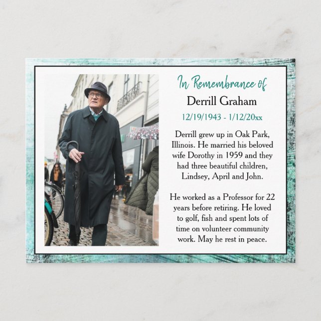 Remembrance Card for Funeral Or Memorial Keepsake (Front)