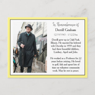 Remembrance Card for Funeral Or Memorial Keepsake