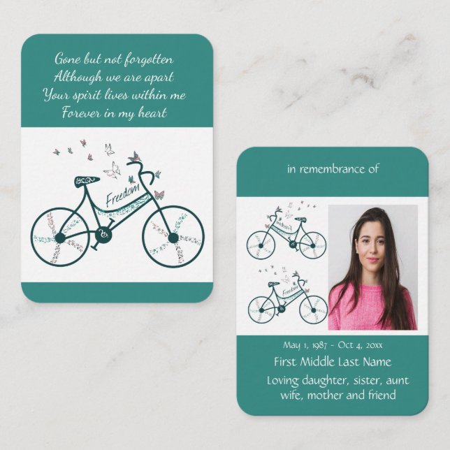 Remembrance Celebration Life Bike Butterflies  Business Card (Front/Back)