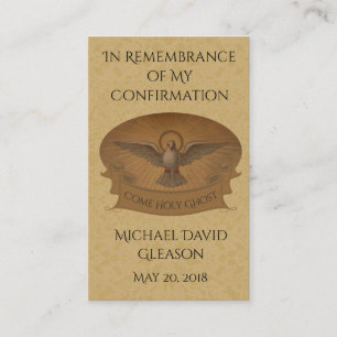 Remembrance Confirmation Gold Dove Holy Card -