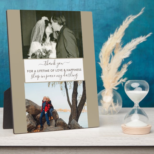 Remembrance Custom 2 Photo Beige Brown Plaque (Side)