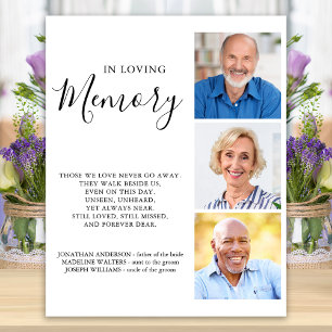 Remembrance Custom 3 Photo Wedding Memorial Poster