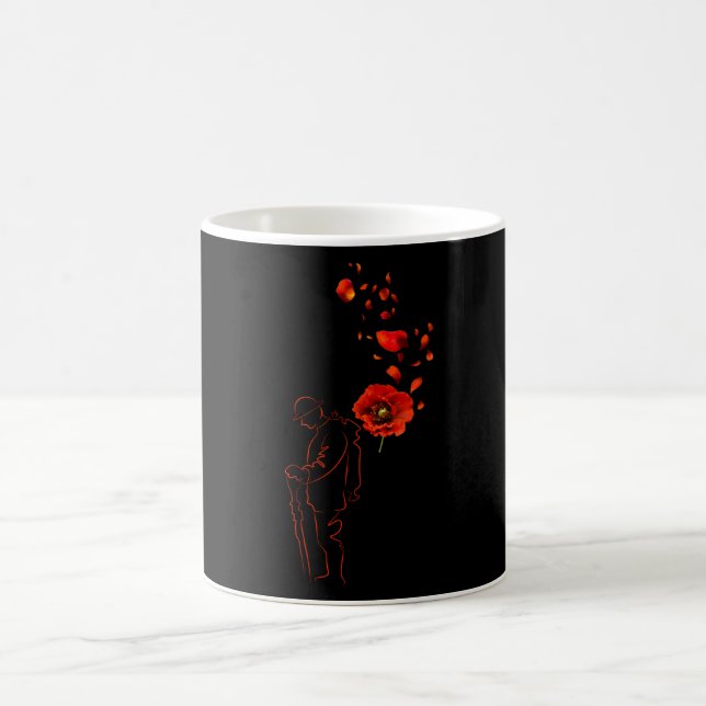 Remembrance Day Canada Red Poppy Lest We Forget Coffee Mug (Center)