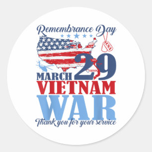 Remembrance Day March 29 Vietnam War Veteran  Classic Round Sticker