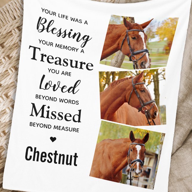 Remembrance Personalised Memorial 3 Photo Collage Fleece Blanket (Creator Uploaded)