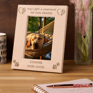 Remembrance Pet Paw Heart to Remember Dog Sympathy Etched Frames