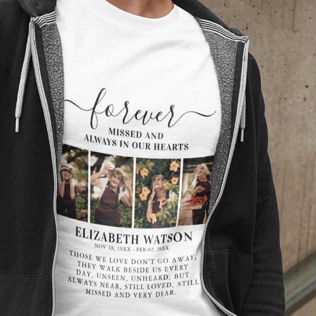 Remembrance Photo Collage | Forever in Our Hearts T-Shirt (Creator Uploaded)