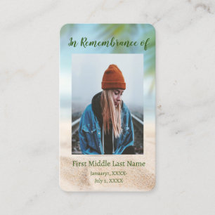 Remembrance Pocket Beach Ocean Sea Lake Business Card