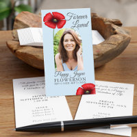 Remembrance Poppy Sky Blue Funeral Ceremony Cards