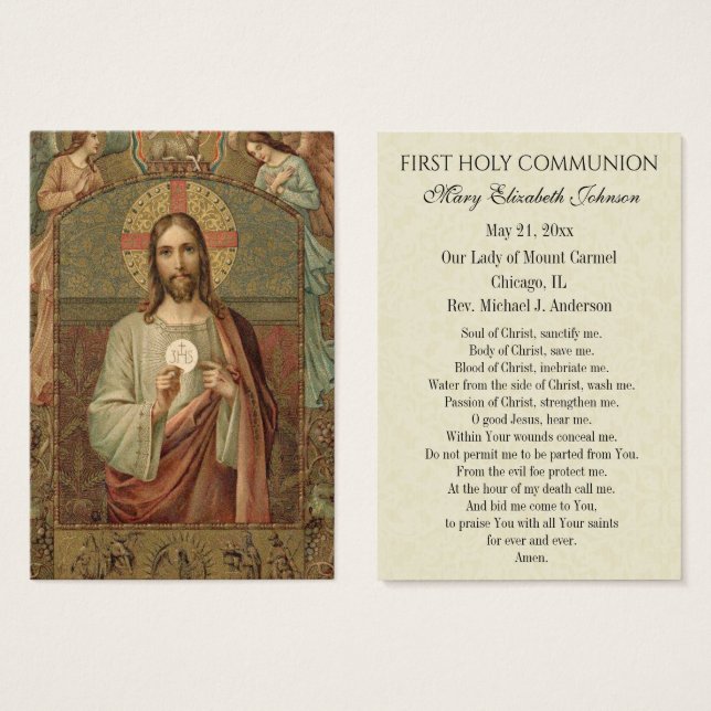 Remembrance Prayer Card for First Holy Communion (Front & Back)
