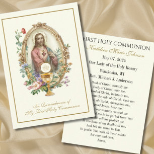 Remembrance Prayer Card for First Holy Communion