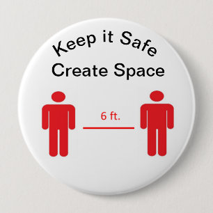 Remind everyone about social distancing 10 cm round badge