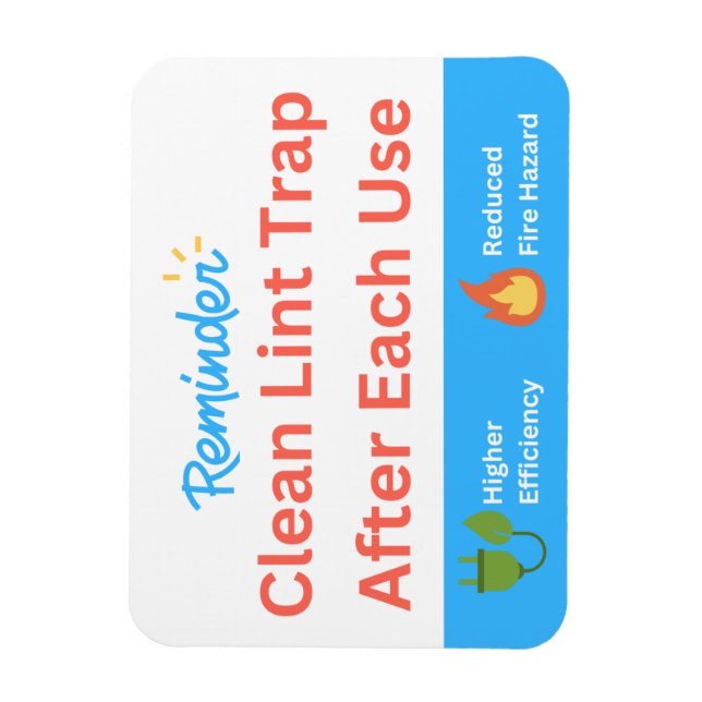 Reminder: Clean Lint Trap 3" x 4" Flexible Magnet (Vertical)
