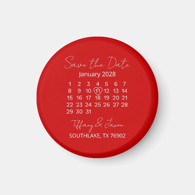 Reminder for Wedding Day Red and White  Magnet (Front)