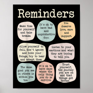 Reminders Psychology Mental Health Awareness Schoo Poster