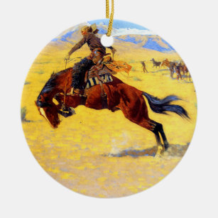 Remington Old West Horse and Cowboy Ceramic Tree Decoration