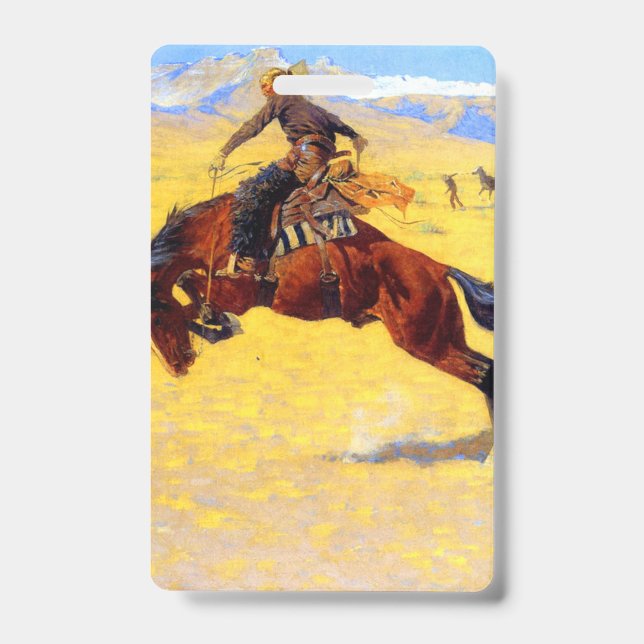 Remington Old West Horse and Cowboy ID Badge (Front)