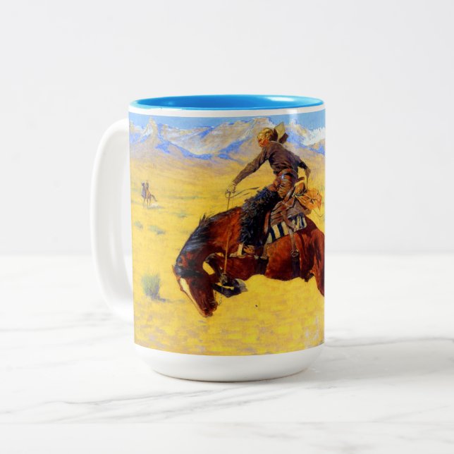 Remington Old West Horse and Cowboy Two-Tone Coffee Mug (Front Left)