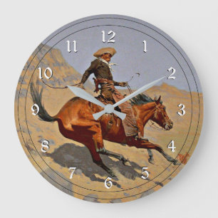 Remington: The Cowboy, American cowboy art Large Clock