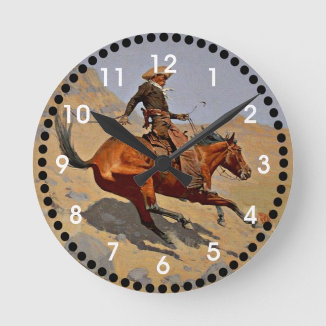 Remington: The Cowboy, American cowboy art Round Clock (Front)
