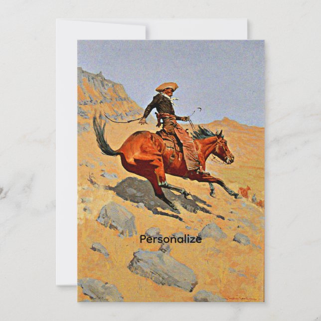 Remington - The Cowboy, Personalise Holiday Card (Front)