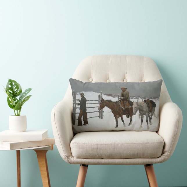Remington's "The End of the Cowboy." Lumbar Cushion (Chair)