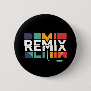 Remix Audio   DJ Music Retro Geometric Graphic 6 Cm Round Badge