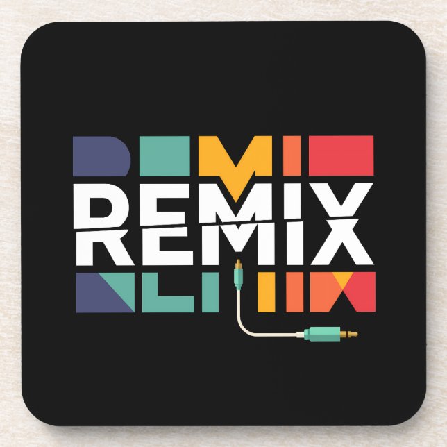 Remix Audio | DJ Music Retro Geometric Graphic Coaster (Front)