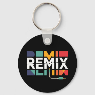 Remix Audio   DJ Music Retro Geometric Graphic Key Ring