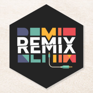 Remix Audio DJ Music Retro Geometric Graphic Paper Coaster