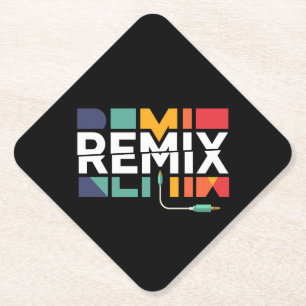 Remix Audio DJ Music Retro Geometric Graphic Paper Coaster