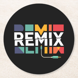 Remix Audio DJ Music Retro Geometric Graphic Round Paper Coaster