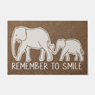 Remmember To Smile, Elephant Couple Doormat