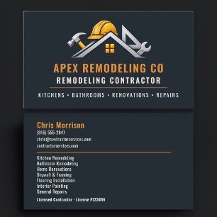 Remodeling Construction Contractor Professional Business Card