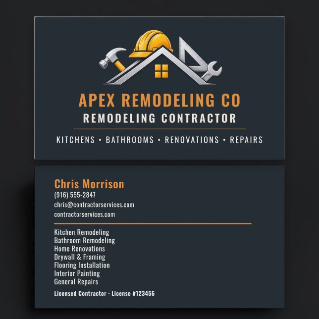 Remodeling Construction Contractor Professional Business Card (Creator Uploaded)