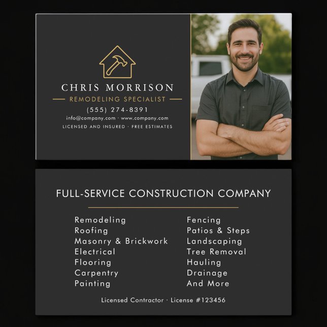 Remodeling Specialist Photo Construction Business Card (Creator Uploaded)