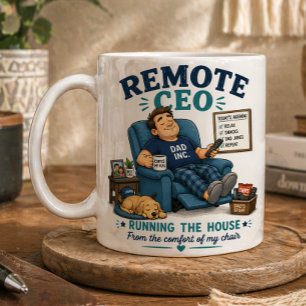 Remote CEO Humour – Laid‑Back Dad Life Art Coffee Mug