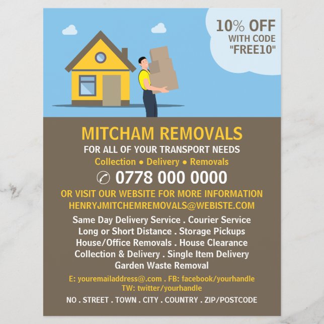Removal Man House Design, Removal Company Advert Flyer (Front)