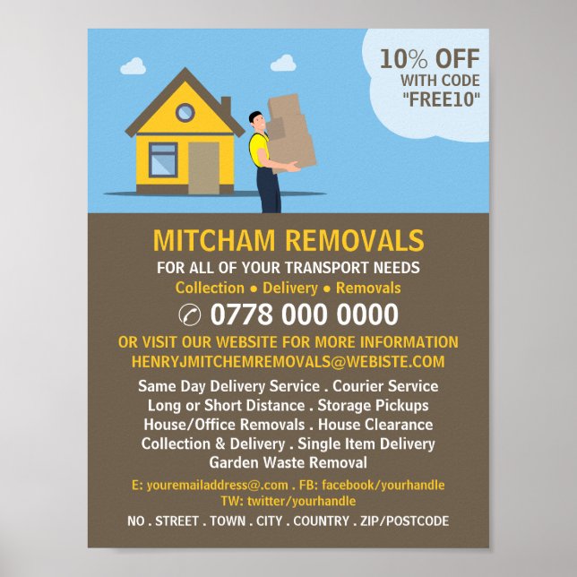 Removal Man House Design, Removal Company Advert Poster (Front)